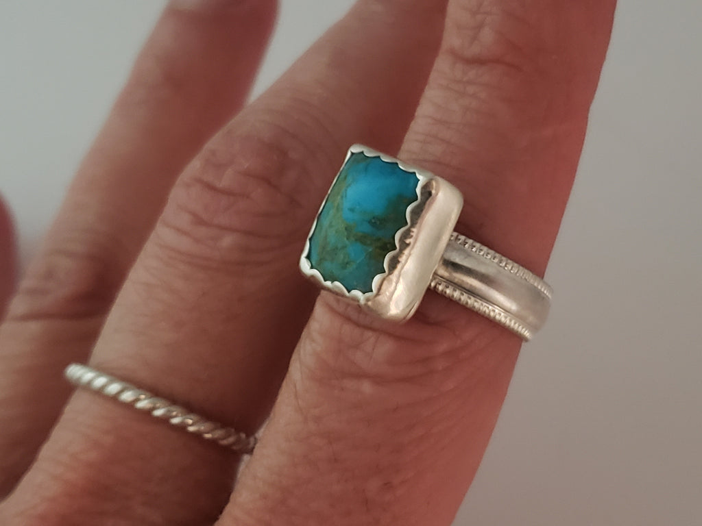Turquoise Rectangle Ring Size 7 | Jo Lupton Jewelry