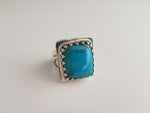 Square Turquoise Silver Ring