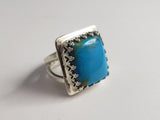 Square Turquoise Silver Ring