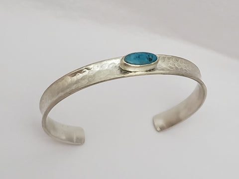 Textured Turquoise Silver Bracelet